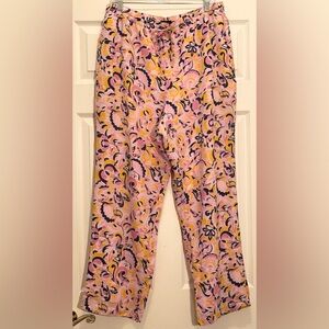 J.Crew Pull-On Silk Pant in Paisley Swirl - Pink Orange